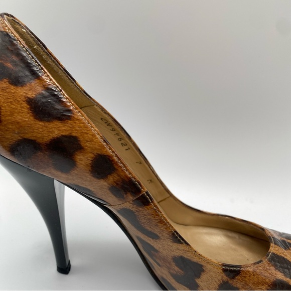 Stuart Weitzman Patent Leather Animal Print Platform Pump Stiletto Heel Size 7 M - Picture 11 of 12